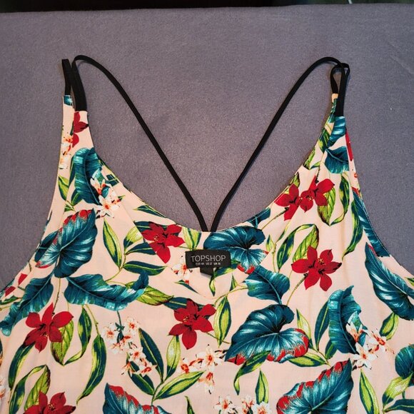 TOPSHOP Womens SZ 12 Floral Double Strap Tank Top Summer Spring - Picture 3 of 7